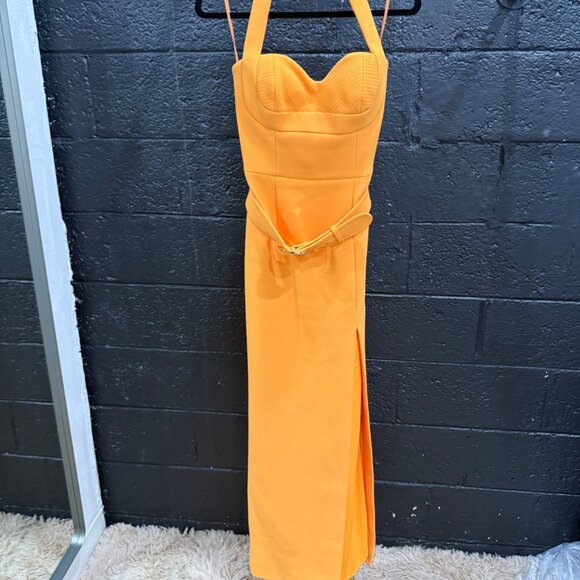 REBECCA VALLANCE Belted Halterneck Crepe Maxi Dress - Picture 6 of 11